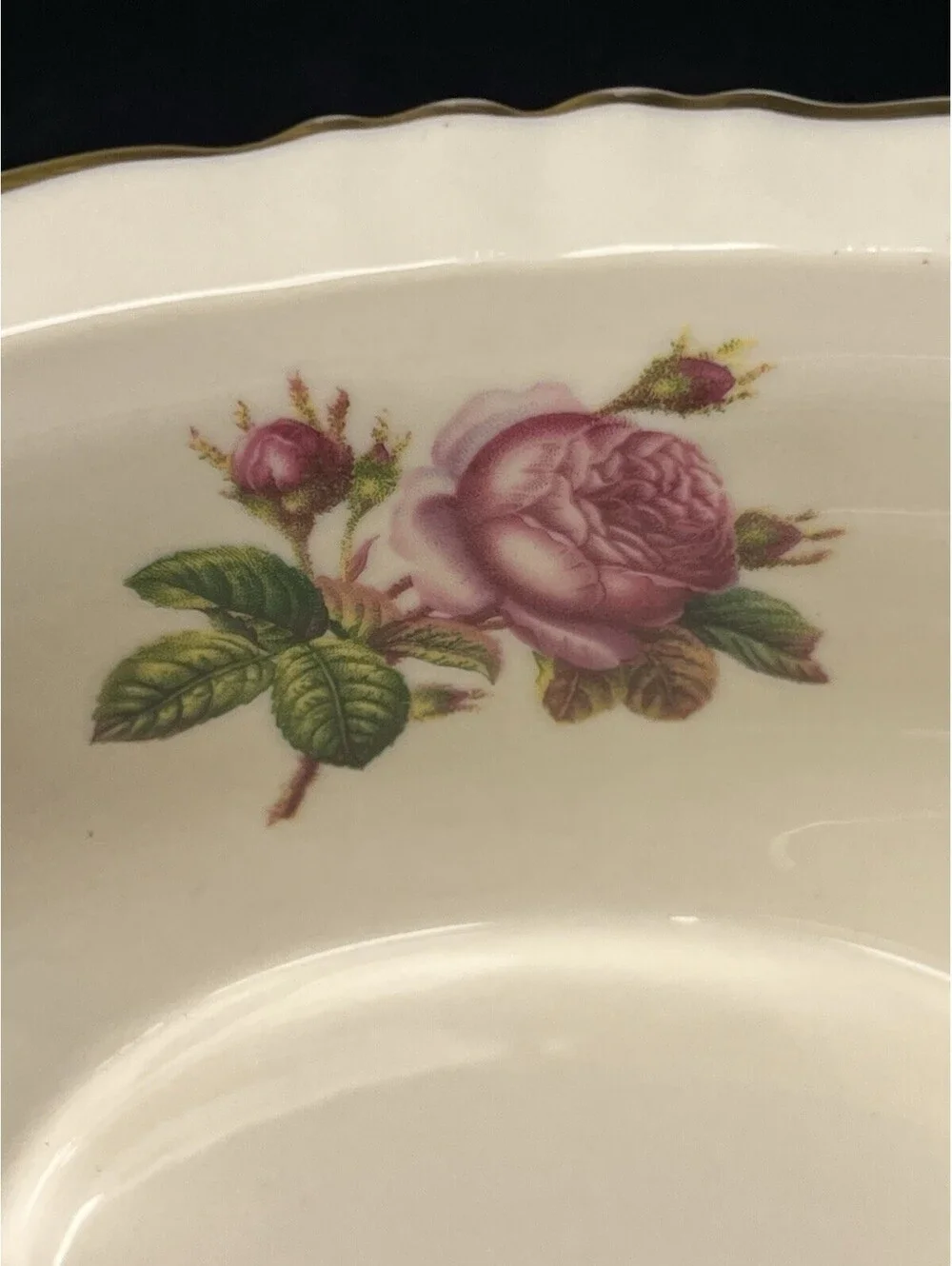 Noritake 1910s Mystery 84 Lorraine Pink Rose Gravy Boat With Underplate, 8.5x5”